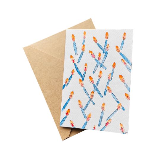 Custom Birthday Card · Candles · Watercolour