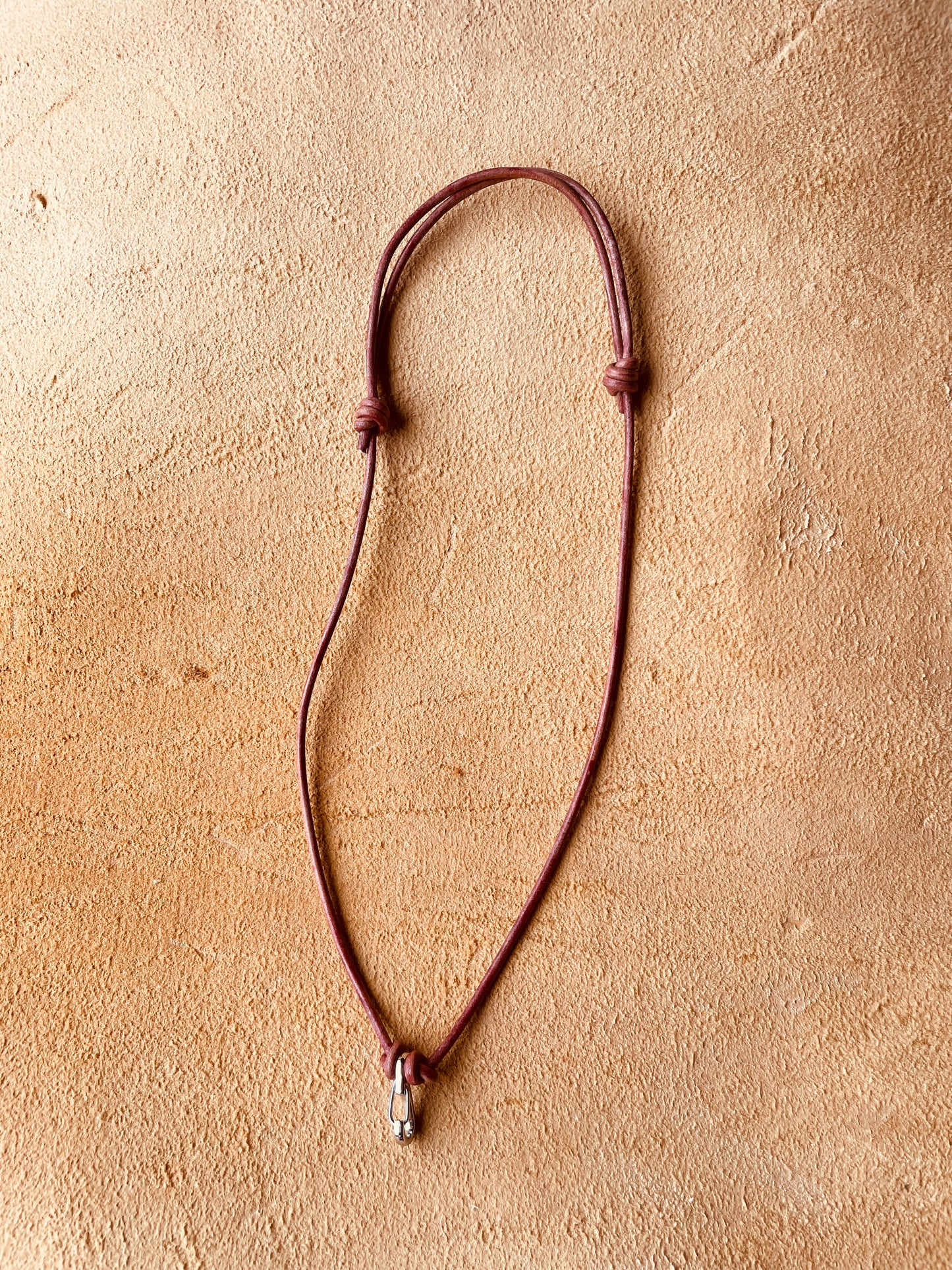 Ring Keeper · Leather (3mm) · Distressed Umber  · Carabiner (sm) · Silver