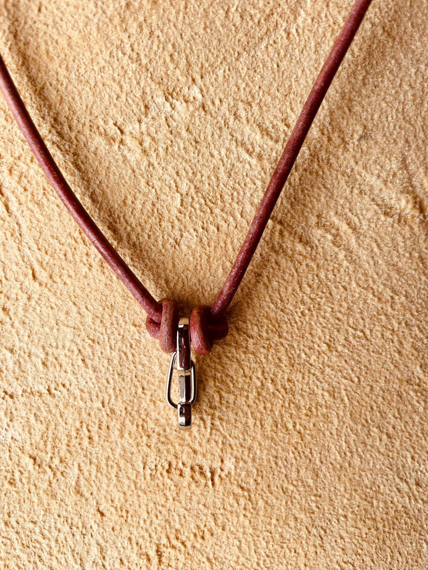 Ring Keeper · Leather (3mm) · Distressed Umber  · Carabiner (sm) · Silver