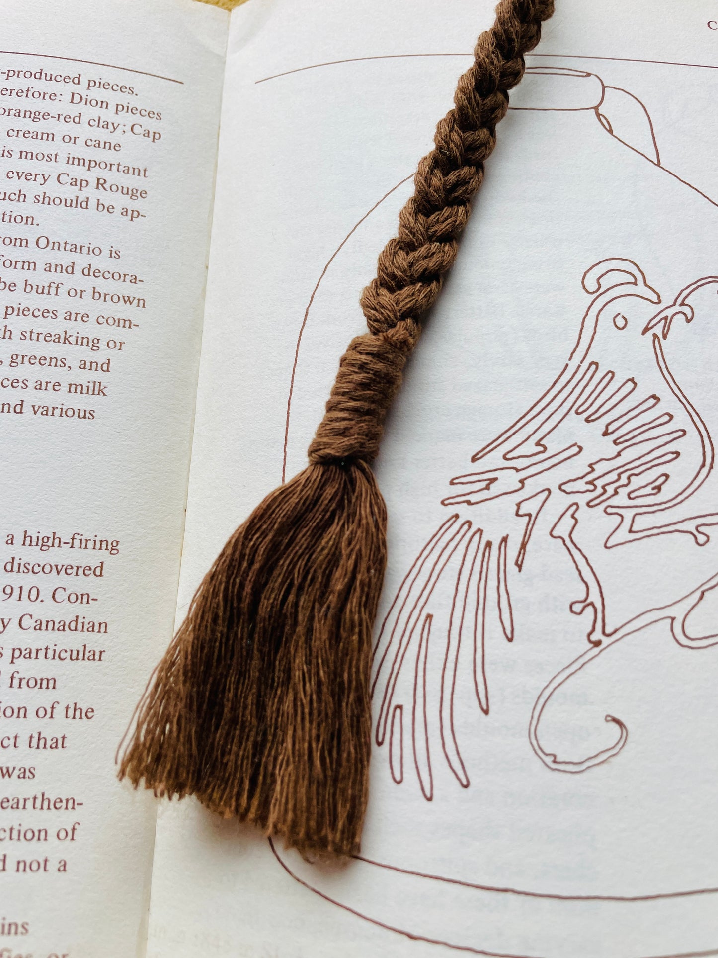 Macramé Bookmark · Brown · Dark Wood Beads · 7.5"