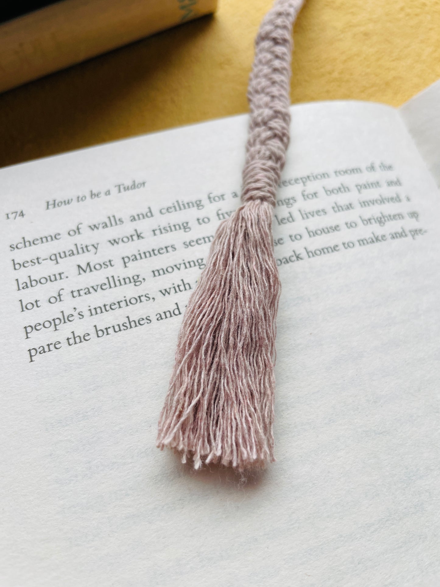 Macramé Bookmark · Pale Purple · Light Wood Beads · 11"