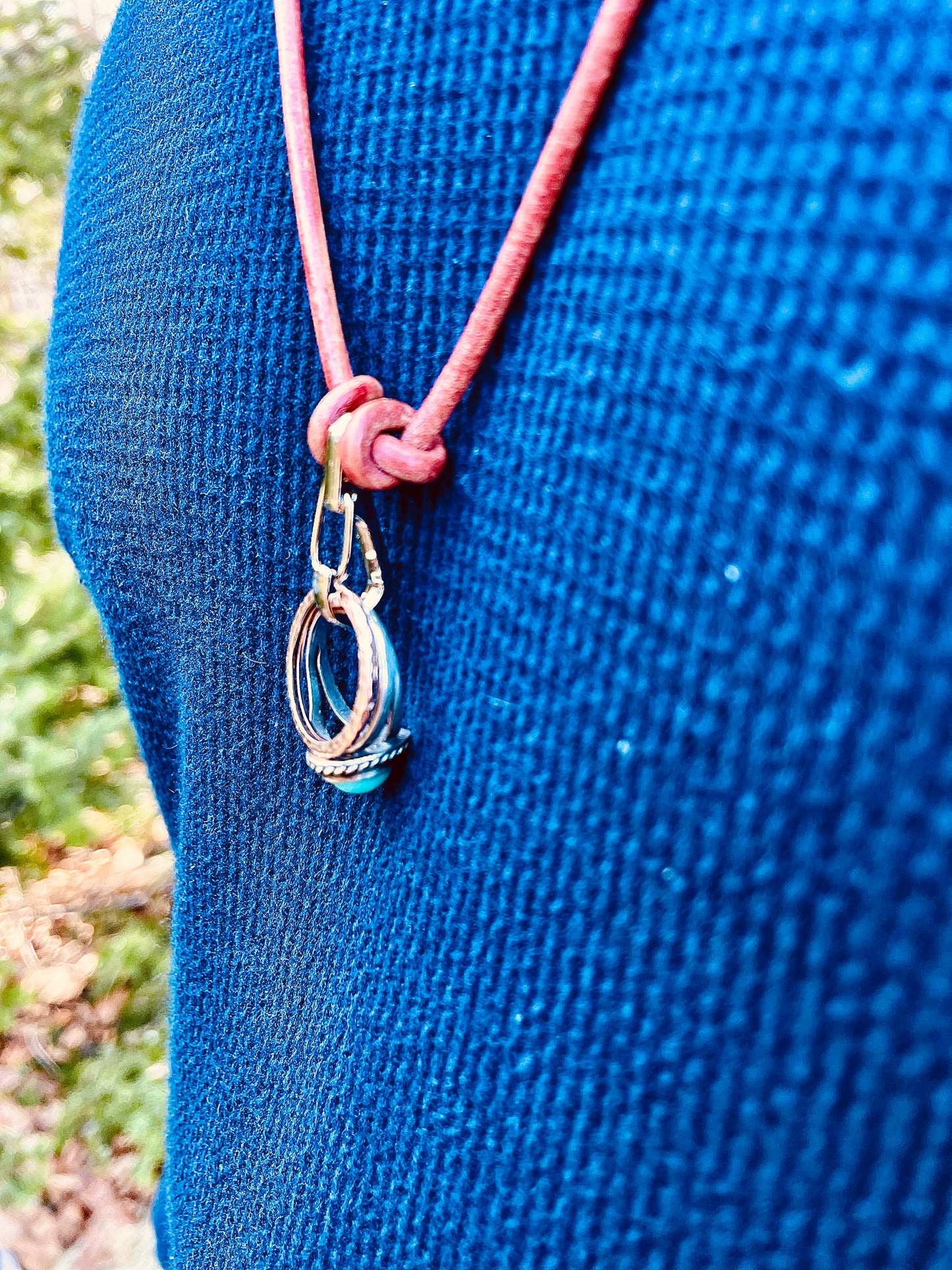 Ring Keeper · Leather (3mm) · Distressed Umber  · Carabiner (sm) · Silver