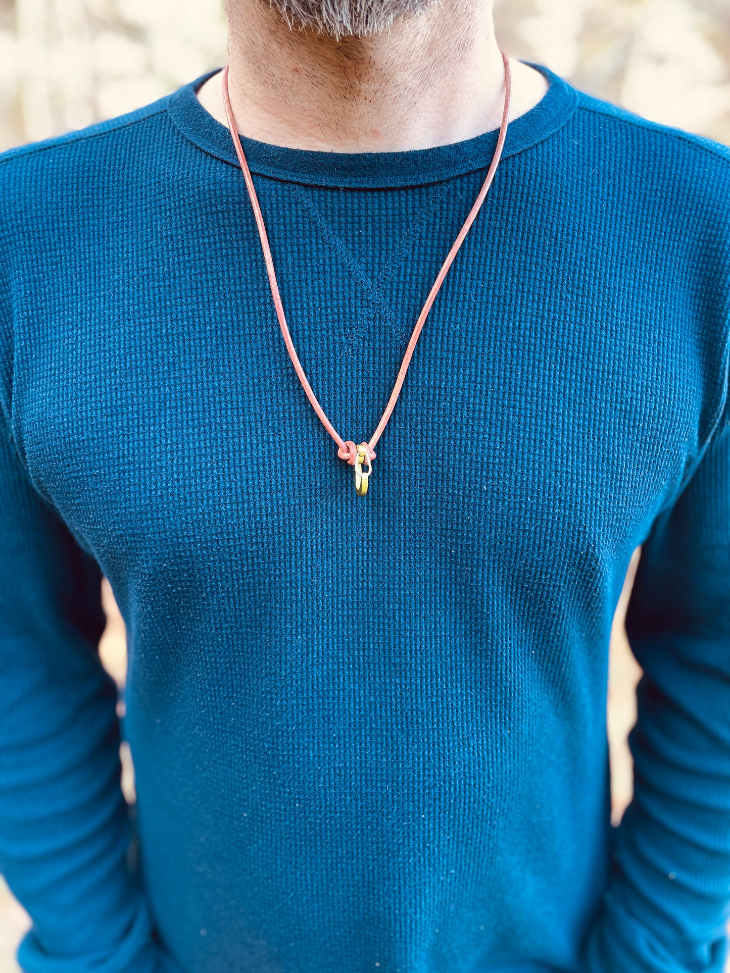 Ring Keeper · Leather (3mm)  · Distressed Umber  · Carabiner (m) · Metallic lime