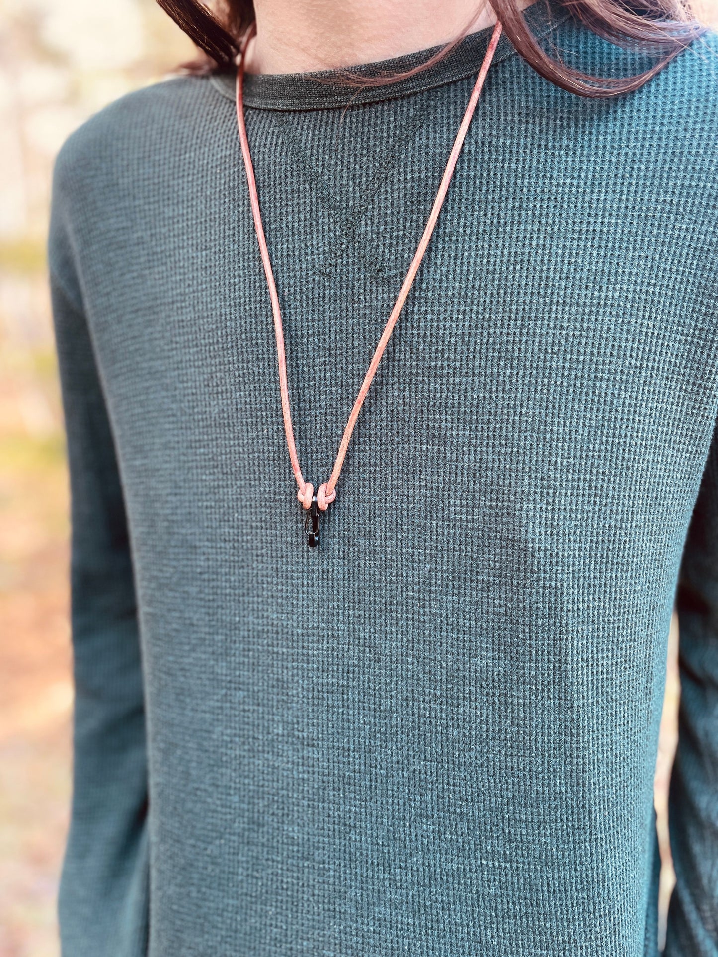 Ring Keeper · Leather (3mm) · Distressed Umber  · Carabiner (sm) · Black