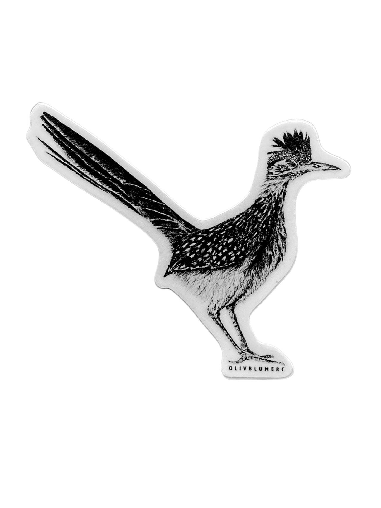 illustrated roadrunner bird standing in profile sticker
